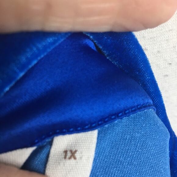 Soft Surroundings Blue Velour Button Up Long Sleeve Lagenlook  Tunic 1X - Picture 8 of 9